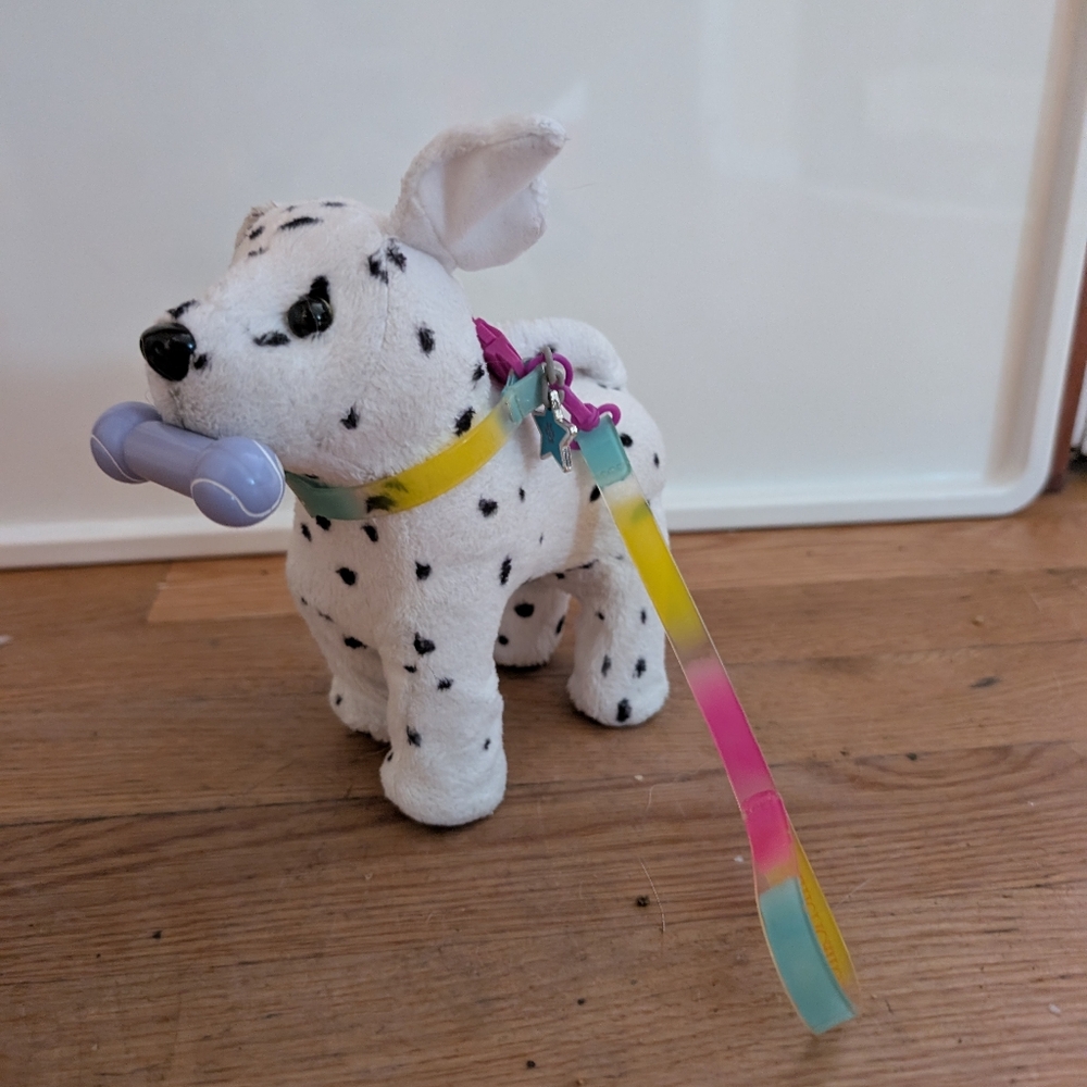 Spotted Plush Dog Toy with Leash